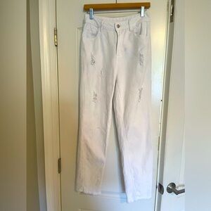 Shein Deconstructed White Jeans